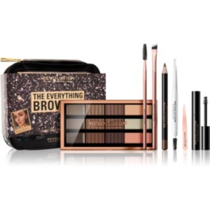 The Everything Brow Kit Set Makeup Revolution: Makeup Revolution, Setting, Eyebrow Brush + Textile Makeup Bag + Makeup Revolution, Eyebrow Brush + Eyebrow Tweezer + Makeup Revolution, Eyebrow Gel + Makeup Revolution, Eyebrow Palette