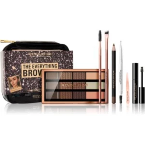 The Everything Brow Kit Set Makeup Revolution: Makeup Revolution, Setting, Eyebrow Brush + Textile Makeup Bag + Makeup Revolution, Eyebrow Brush + Eyebrow Tweezer + Makeup Revolution, Eyebrow Gel + Makeup Revolution, Eyebrow Palette