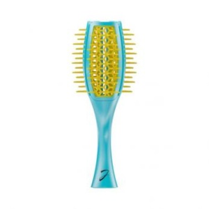 Janeke, Tulip, Round, Hair Brush, Yellow/Turquoise, For Styling