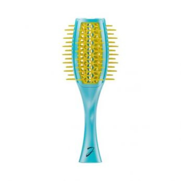 Janeke, Tulip, Round, Hair Brush, Yellow/Turquoise, For Styling