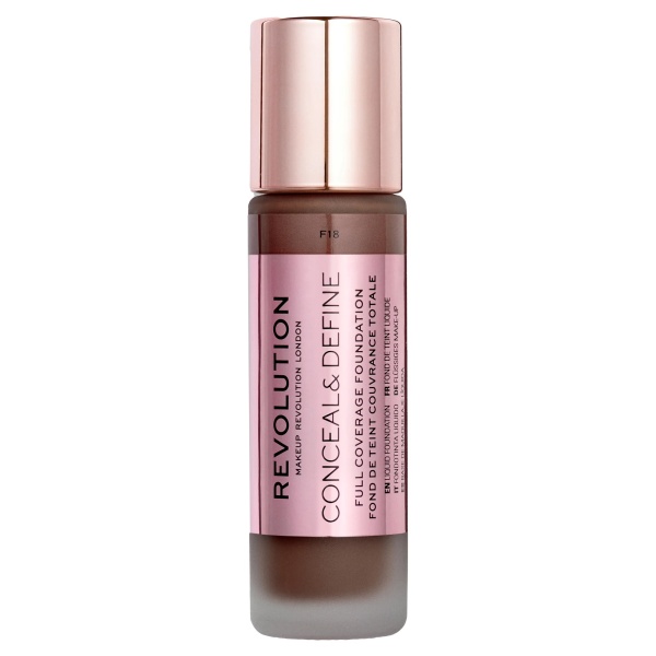 Makeup Revolution, Conceal & Define, Oil Free, Cream Foundation, F 18, 23 ml