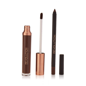 Set Makeup Revolution: Retro Luxe, Matte, Liquid Lipstick, Glory, 5.5 ml + Retro Luxe, Lip Liner, Glory, 1 g