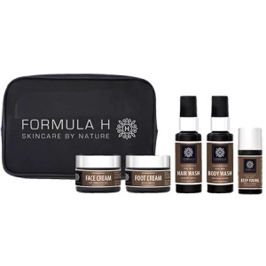 Set Formula H: Real Men, Natural, Hydrating, Foot Cream, 10 ml + Real Men, Natural, Hydrating, Hand Cream, 10 ml + Real Men, Natural, Hair Shampoo, For Cleansing, 50 ml + Real Men, Natural, Cleansing, Body Wash, 50 ml + Real Men, Natural, Anti-Wrinkle, Serum, For Face, 15 ml