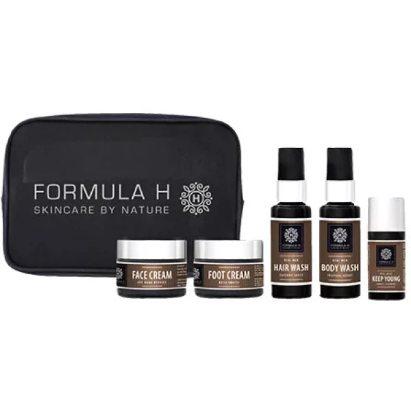 Set Formula H: Real Men, Natural, Hydrating, Foot Cream, 10 ml + Real Men, Natural, Hydrating, Hand Cream, 10 ml + Real Men, Natural, Hair Shampoo, For Cleansing, 50 ml + Real Men, Natural, Cleansing, Body Wash, 50 ml + Real Men, Natural, Anti-Wrinkle, Serum, For Face, 15 ml