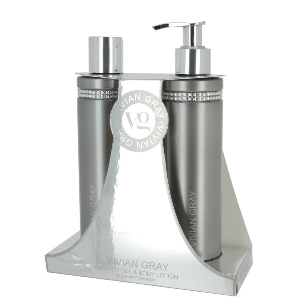 Crystals Set Vivian Gray: Grey Crystals, Softening, Shower Gel, For All Skin Types, 250 ml + Grey Crystals, Hydrating, Body Lotion, 250 ml