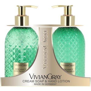 Gemstone Green Set Vivian Gray: Bergamot & Lemongrass, Cleansing, Liquid Soap, 300 ml + Bergamot & Lemongrass, Hydrating, Hand Lotion, 300 ml