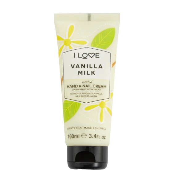 I Love, Signature Collection, Moisturizing, Hand & Nail Cream, Vanilla Milk, 100 ml