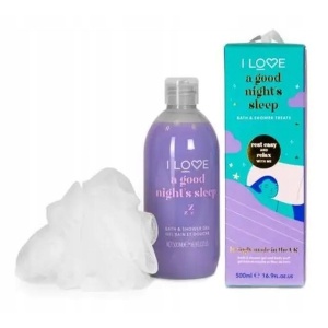 Set I Love: A Good Night's Sleep, Hydrating, Shower Gel, For All Skin Types, 500 ml + I Love, Body Sponge