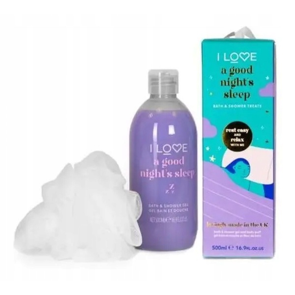 Set I Love: A Good Night's Sleep, Hydrating, Shower Gel, For All Skin Types, 500 ml + I Love, Body Sponge