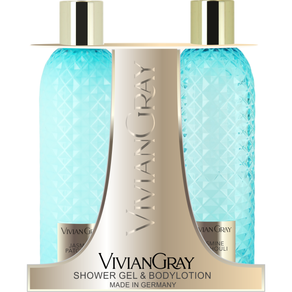 Set Vivian Gray: Gemstone, Jasmine & Patchouli, Soothing, Shower Gel, For All Skin Types, 300 ml + Gemstone, Jasmine & Patchouli, Hydrating, Body Lotion, 300 ml