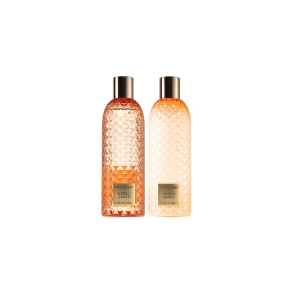 Set Vivian Gray: Gemstone, Neroli & Amber, Shower Gel, For All Skin Types, 300 ml + Gemstone, Neroli & Amber, Hydrating, Body Lotion, 300 ml