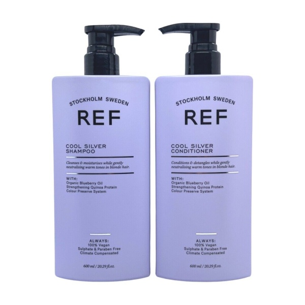 Cool Silver Set Ref Stockholm: Cool Silver, Sulfates-Free, Hair Conditioner, Neutralising Warm Tones, 600 ml + Cool Silver, Sulfates-Free, Hair Shampoo, Neutralising Warm Tones, 600 ml