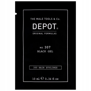 Depot, 300 Hair Stylings No. 307 Black, Botanical Complex, Hair Styling Gel, Temporary Coverage & Volume, Medium Hold, 10 ml