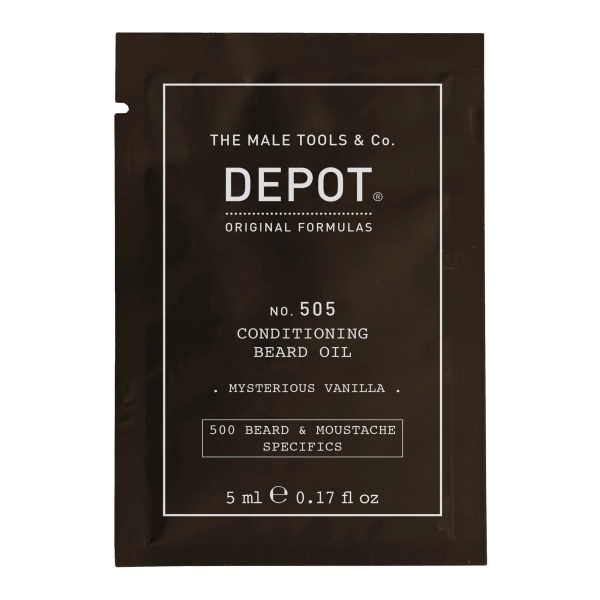 Depot, 500 Beard & Mustache Specifics No. 505, Beard Oil, Misterious Vanilla, Vitamin E, For Shine & Softness, 5 ml