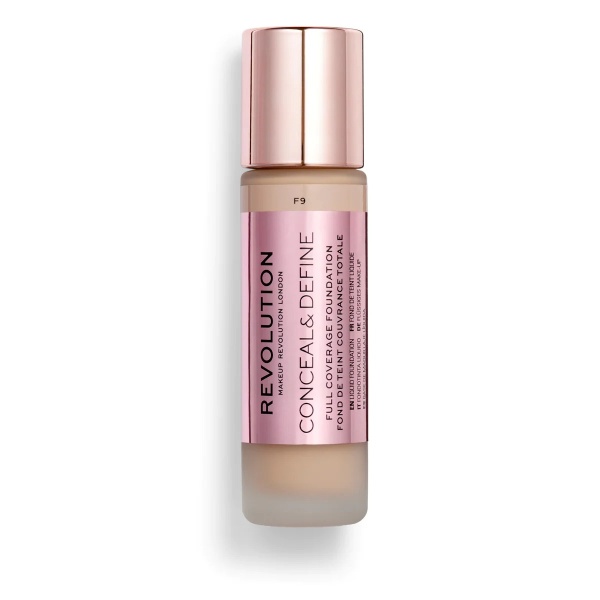 Makeup Revolution, Conceal & Define, Oil Free, Cream Foundation, F 9, 23 ml