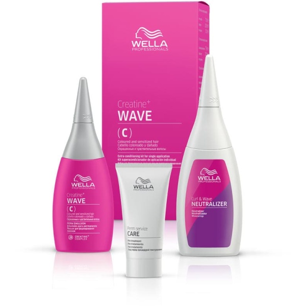 Wave (C) Set Wella Professionals: Perm Service Care, Hair Lotion Treatment, Post-treatment, 30 ml + Curl & Wave, Hair Perm Neutralizer, Perm Hair, For Normal To Resistant Hair, 100 ml + Creatine+ Wave (C), Hair Perm Lotion, Waves, For Normal To Resistant Hair, 75 ml