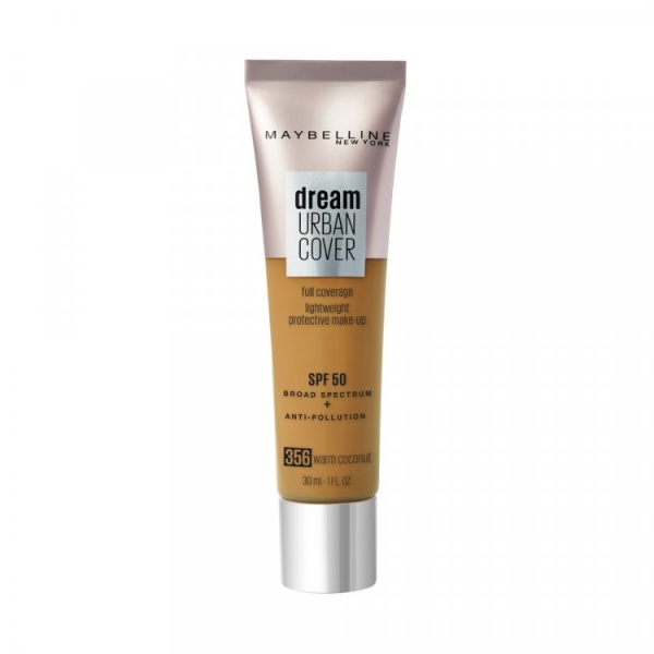 Maybelline, Dream Urban Cover, Full Cover, Cream Foundation, 356, Warm Coconut, SPF 50, 30 ml