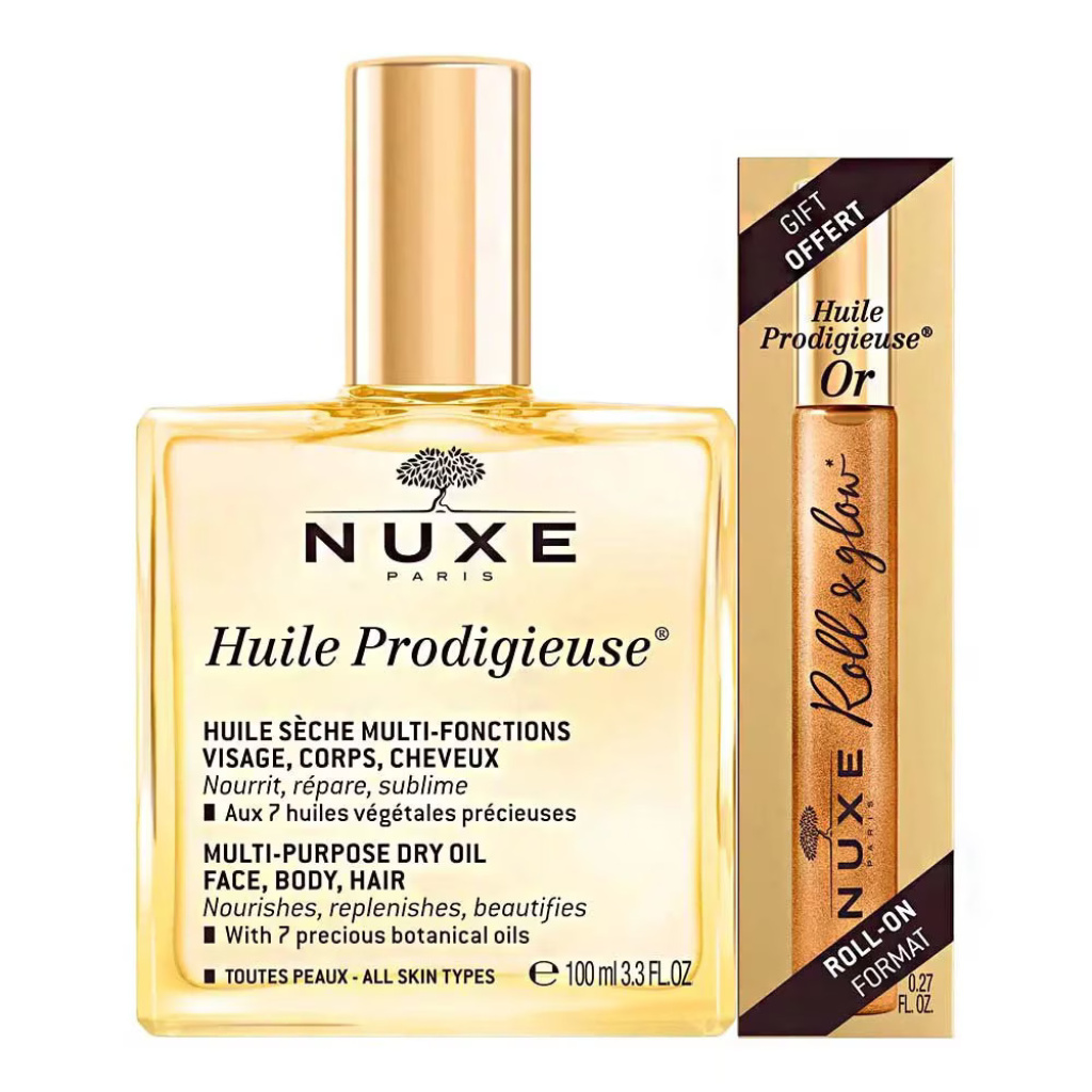 set nuxe huile prodigieuse or multi purpose body oil for body face hair 100 ml huile prodigieuse or multi purpose nourishing roll on body oil 8 ml 1726572876
