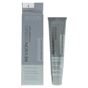 Revlon, Revlonissimo Colorsmetique, Hyaluronic Acid, Permanent Hair Dye, 8 Light Blonde, 60 ml