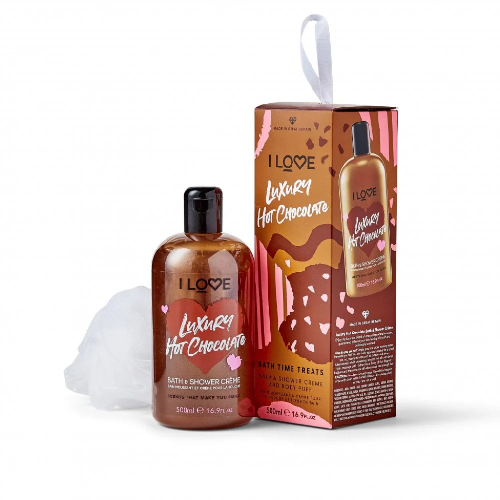 set i love i love body sponge luxury hot chocolate hydrating shower gel for all skin types 500 ml 1714127810