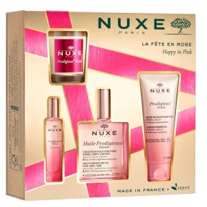 Set Nuxe: Prodigieux Floral, Scented Candle, 70 g + Prodigieux Floral, Shower Gel, All Over The Body, For All Skin Types, 100 ml + Prodigieux Floral Le Parfum, Eau De Parfum, For Women, 15 ml *Miniature + Huile Prodigieuse Multi-Purpose Floral, Body Oil, For Face, Body & Hair, 100 ml