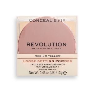 Makeup Revolution, Conceal & Fix, Vegan, Loose Setting Powder, Medium Yellow, 13 g