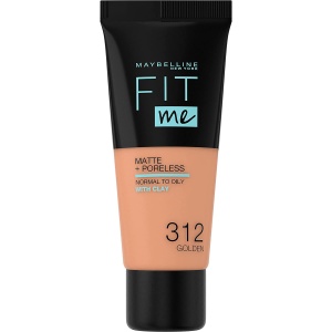 Maybelline, Fit Me Matte + Poreless, Liquid Foundation, 312, Golden, 30 ml