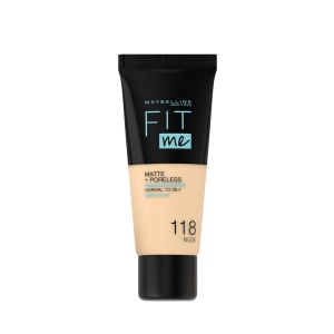 Maybelline, Fit Me Matte + Poreless, Liquid Foundation, 118, Nude, 30 ml