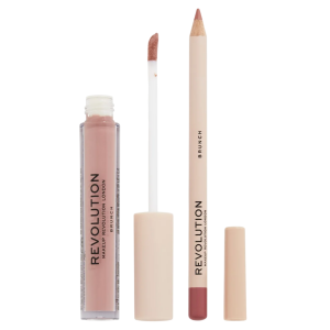 Set Makeup Revolution: Makeup Revolution, Liquid Lipstick, Brunch, 3 ml + Makeup Revolution, Precision, Lip Liner, Brunch, 1 g