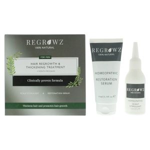 Set Regrowz: Homeopathic, Scalp Serum, Restorative, 75 ml + Homeopathic, Scalp Cream Treatment, Hydrate & Protect, 75 ml
