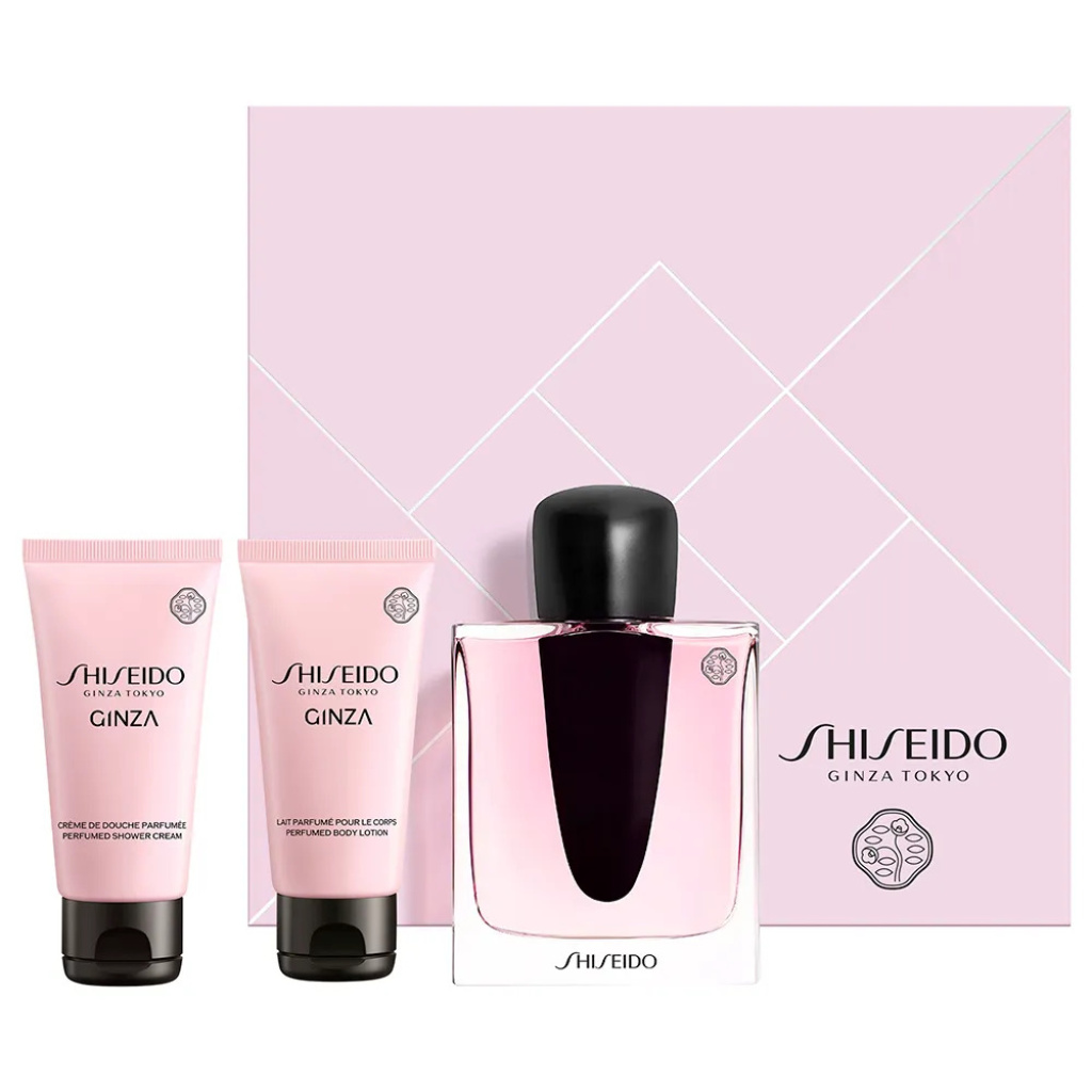set shiseido ginza eau de parfum for women 50 ml ginza moisturizing body lotion 50 ml ginza cleansing shower gel for all skin types 50 ml 1705668616