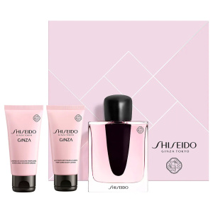 Set Shiseido: Ginza, Eau De Parfum, For Women, 50 ml + Ginza, Moisturizing, Body Lotion, 50 ml + Ginza, Cleansing, Shower Gel, For All Skin Types, 50 ml
