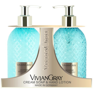 Set Vivian Gray: Gemstone, Jasmine & Patchouli, Cleansing, Liquid Soap, 300 ml + Gemstone, Jasmine & Patchouli, Hydrating, Hand Lotion, 300 ml