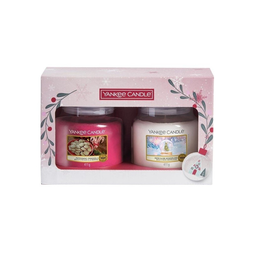 set yankee candle snow globe wonderland peppermint scented candle 411 g peppermint pinwheels peppermint scented candle 411 g 1761566005