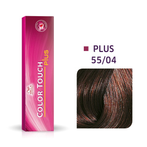 Wella Professionals, Color Touch Plus, Ammonia-Free, Semi-Permanent Hair Dye, 55/04 Intense Light Natural Red Brown, 60 ml
