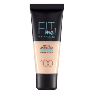 Maybelline, Fit Me Matte + Poreless, Liquid Foundation, 100, Warm Ivory, 30 ml