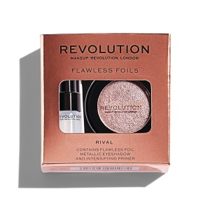 Set Makeup Revolution: Flawless Foils, Vegan, Eyeshadow Primer, 2 ml + Flawless Foils, Vegan, Eyeshadow Palette, Rival, 2 g