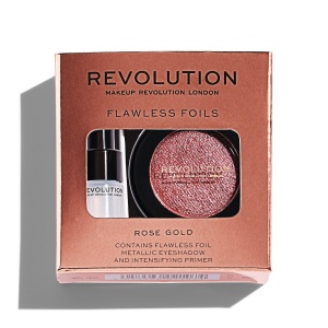 Set Makeup Revolution: Flawless Foils, Vegan, Eyeshadow Primer, 2 ml + Flawless Foils, Vegan, Eyeshadow Palette, Rose Gold, 2 g