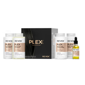 Set Revox B77: Plex Bond Step 3, Hair Cream Treatment, Anti-Breakage, 260 ml + Plex Bond Step 4, Hair Shampoo, For Strengthening, 260 ml + Plex Bond Step 5, Hair Conditioner, Restores, 260 ml + Plex Bond Step 6, Hair Cream Treatment, Repairing, 260 ml + Plex Bond Step 7, Hair Oil Treatment, Bond Repair, 30 ml